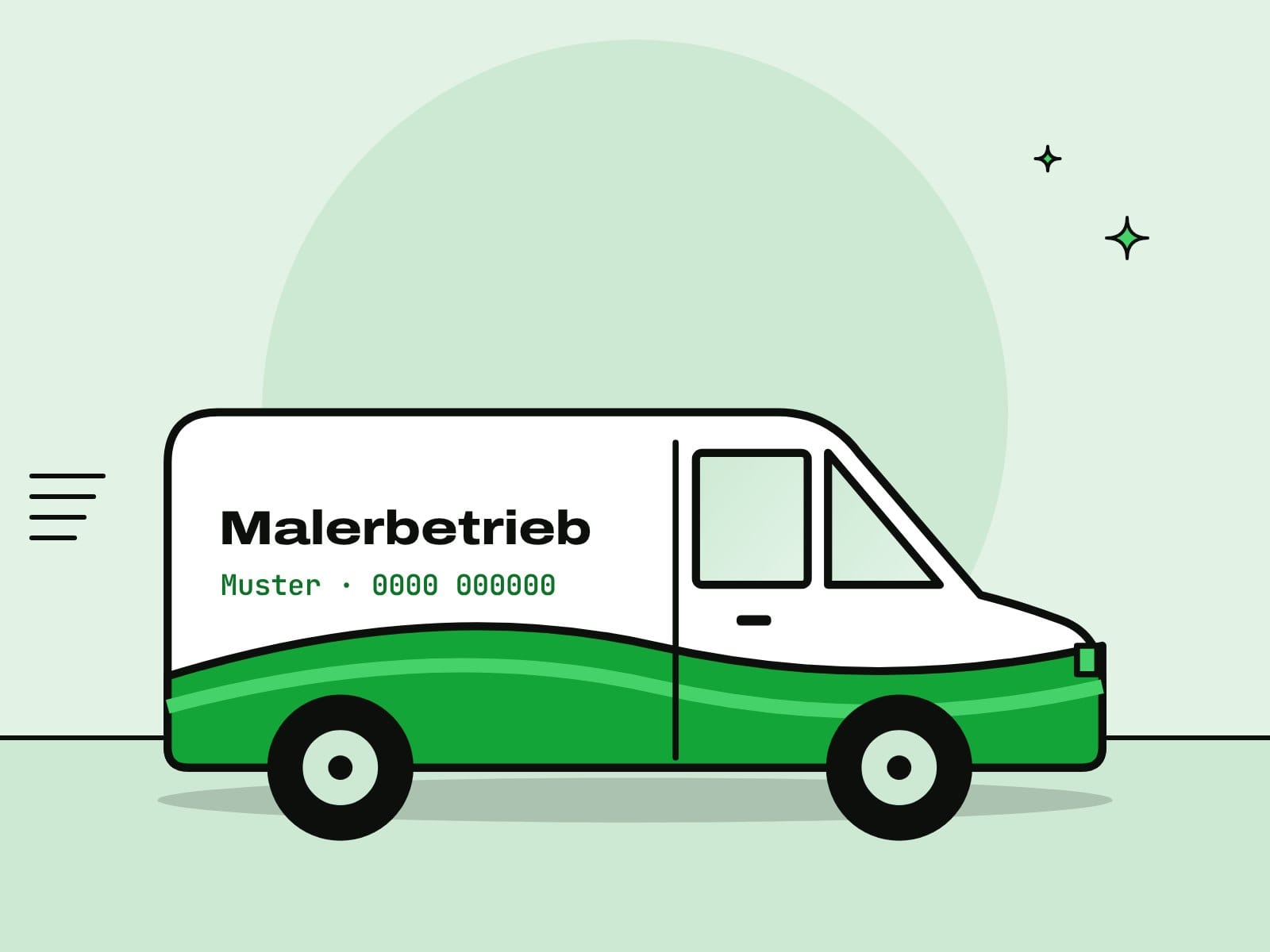 Firmenwagen mit frischer Fahrzeugbeschriftung, seitlich fotografiert